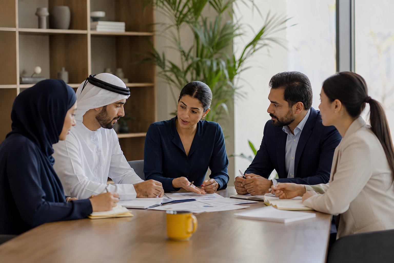 Business advisors discussing financial performance