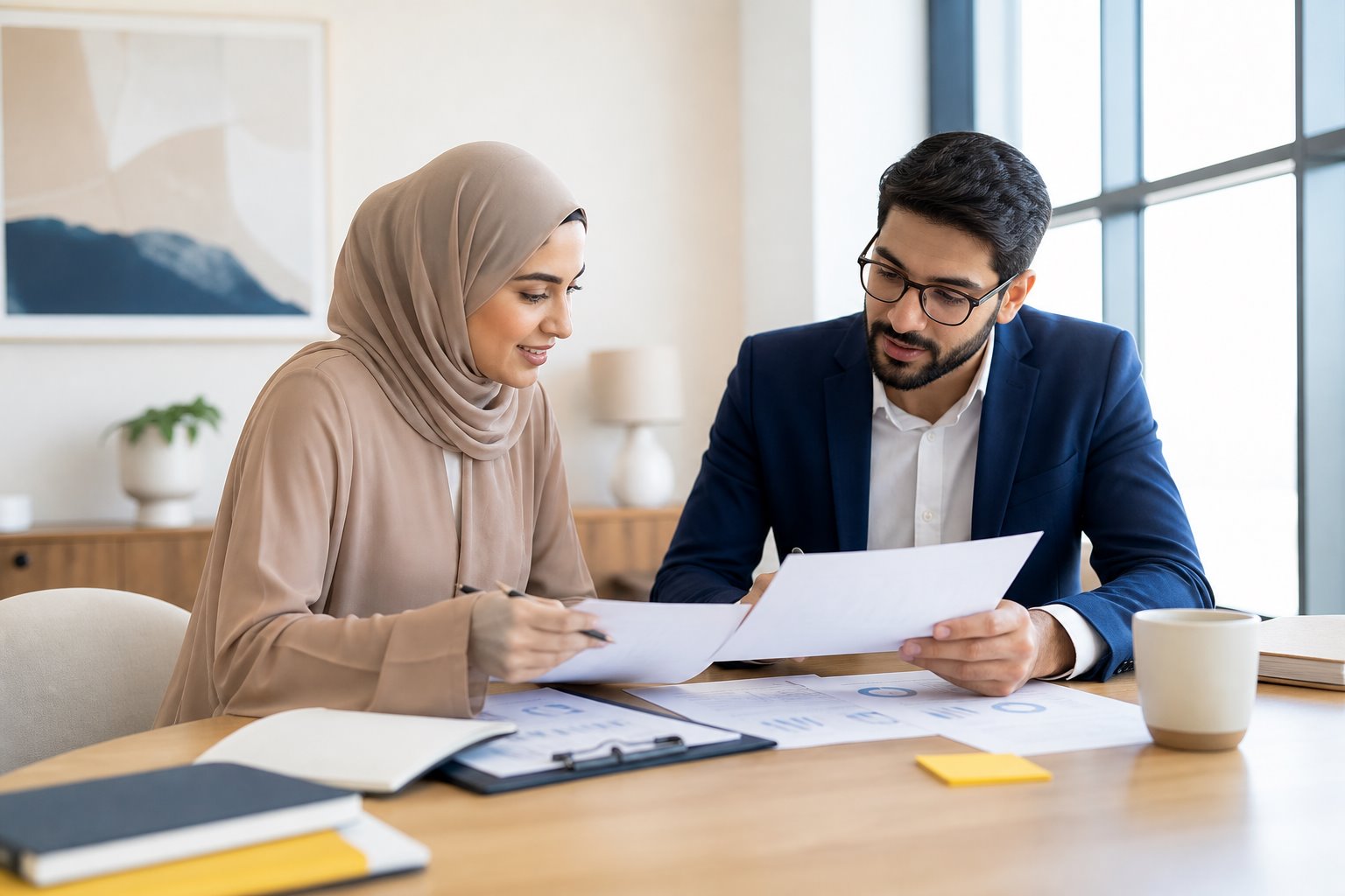 UAE VAT registration documents being reviewed by a finance manager