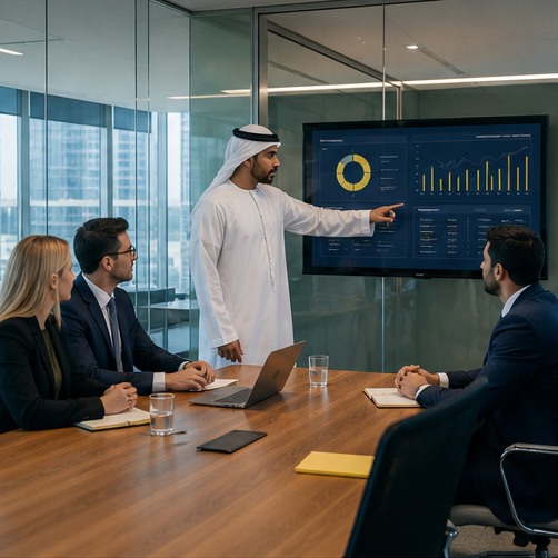 UAE executives reviewing financial performance